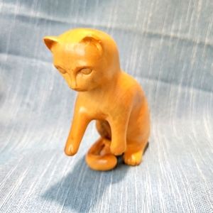 Handcarved Playful Cat 5" tall